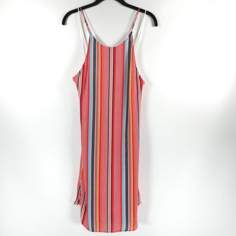 NWT Alice + Olivia Kalia Red Multicolor‎ Striped Halter Tieback Mini Dress LARGE - Picture 7 of 16